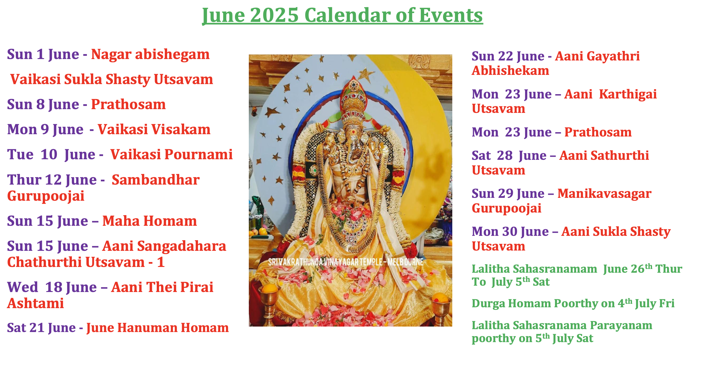 June 2025 – Calendar of Events